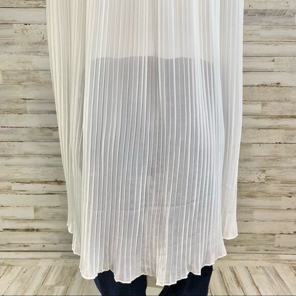 Ipekyol Sleeveless Striped Top Womens Size XS White Cream Chiffon Pleated Back - Picture 10 of 11